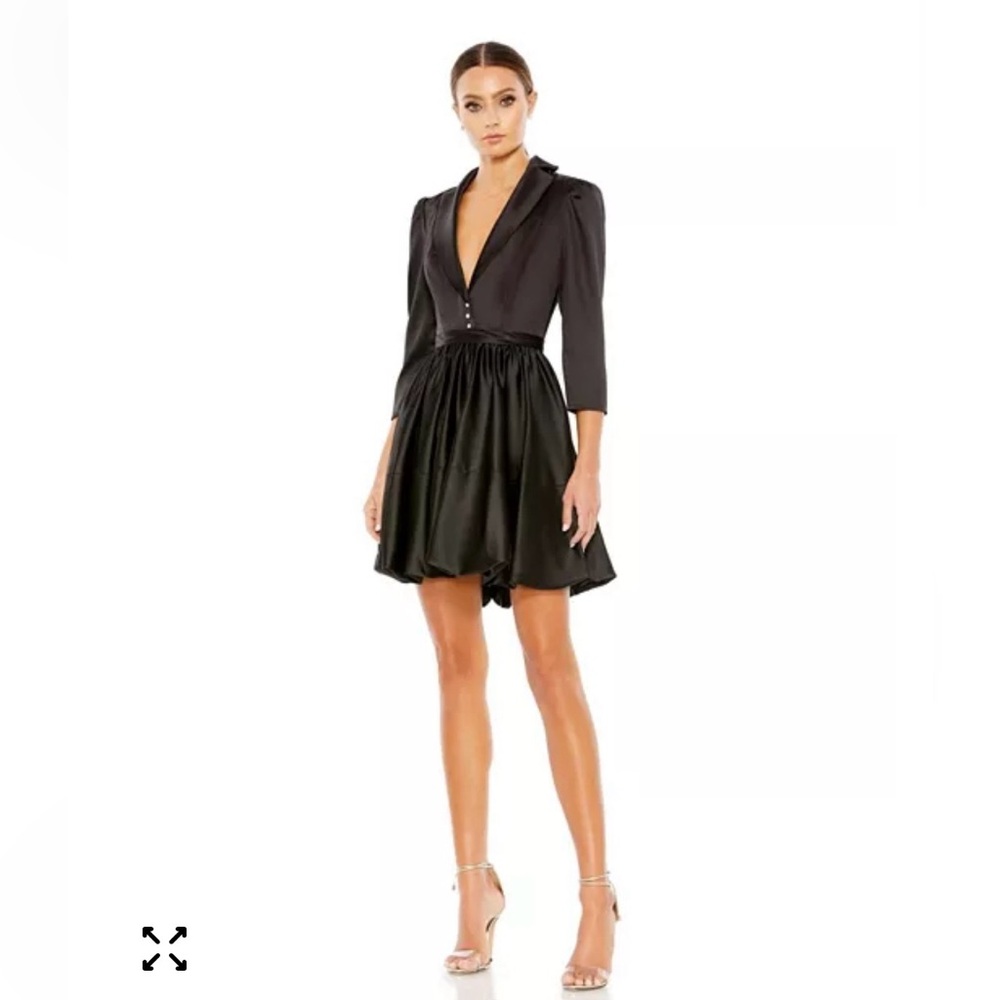 NEW $348  IEENA FOR MAC DUGGAL 26913 BLACK SATIN A-LINE BLAZER MINI DRESS